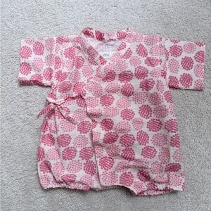 ZARA Pink & White Floral-Print Baby Wrap Romper